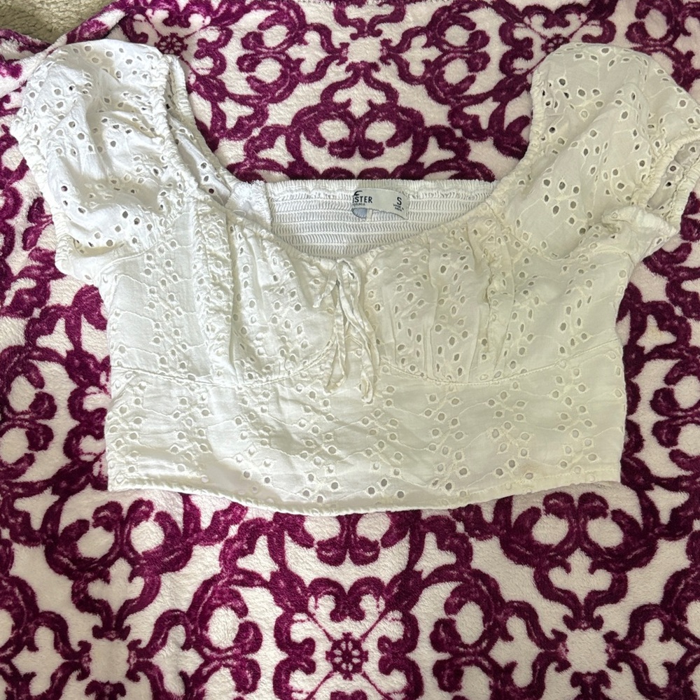 Hollister Cream Eyelet Blouse